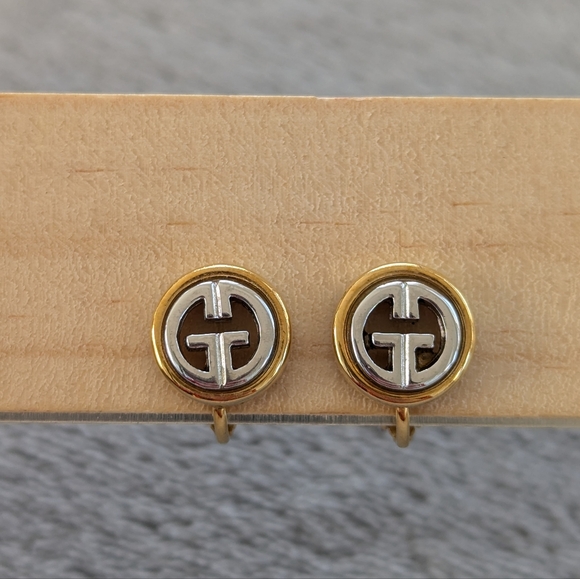 Vintage Givenchy two tone clip on earrings - Picture 5 of 12